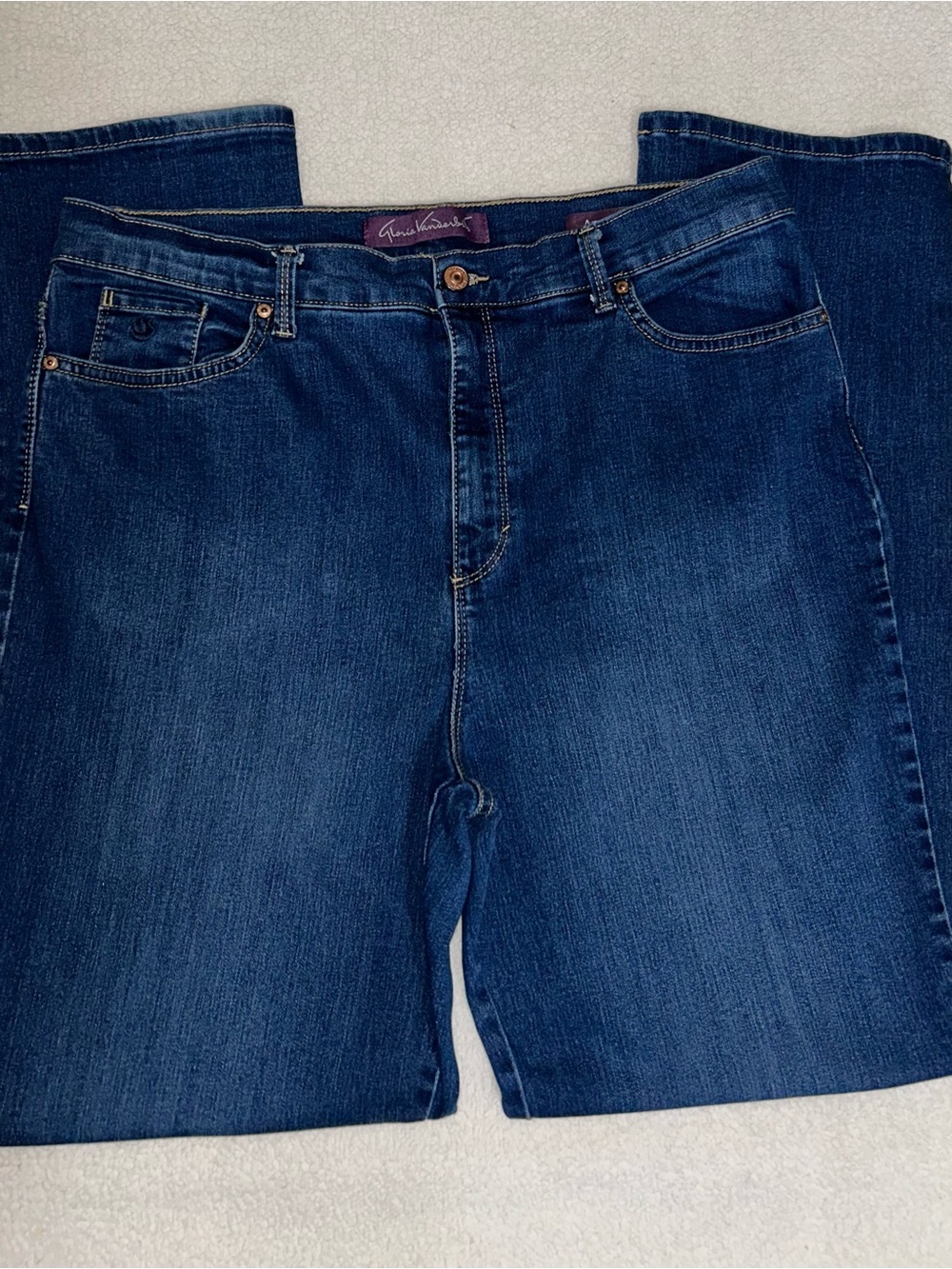 Gloria Vanderbilt Amanda High Rise Tapered Jeans 16 Average Dark Wash Stretch